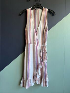 Rails $178 Madison Wrap Dress, Jewel Stripe, Size XS, GUC, Linen Blend